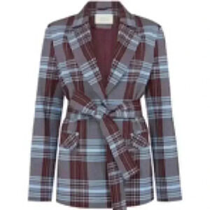 Mirla Beane Wolf & Badger British Oversize belted check jacket 14 NWOT